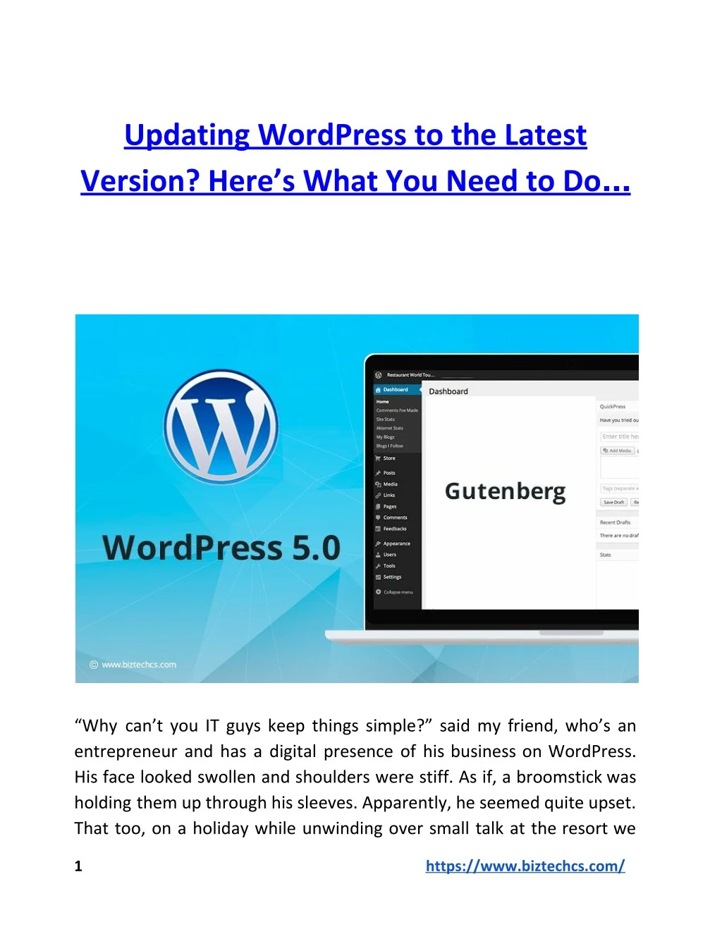 updating wordpress to the latest version here