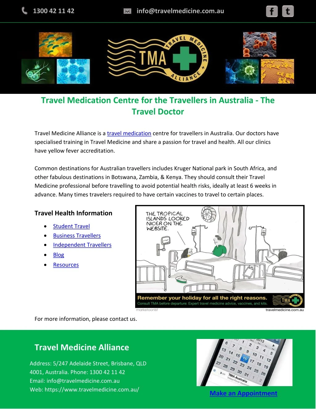 1300 42 11 42 travel medication centre