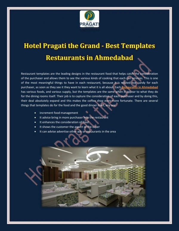Hotel Pragati the Grand - Best Templates Restaurants in Ahmedabad