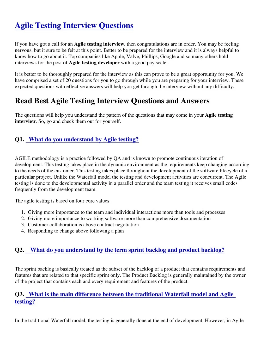 agile testing interview questions