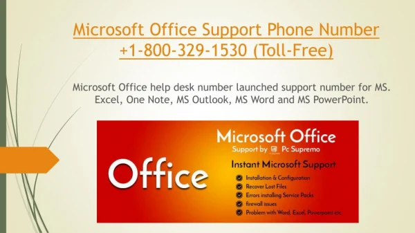 Microsoft Office Support Phone Number 1-800-329-1530 (Toll-Free)
