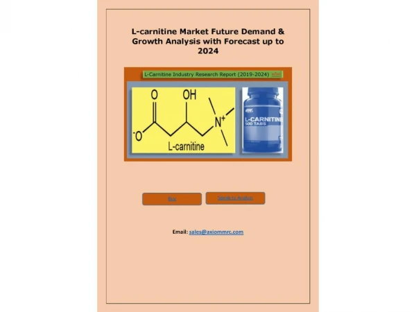 L-carnitine Market Future Demand & Growth Analysis with Forecast up to 2024