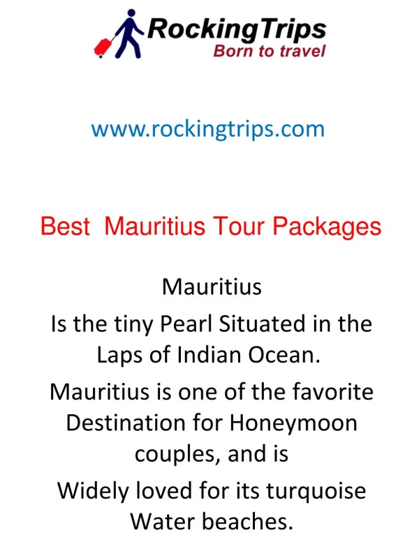 Best Mauritius Tour Packages by Rocking Trips