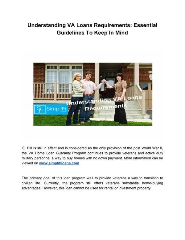 Understanding VA Loans Requirements: Essential Guidelines To Keep In Mind