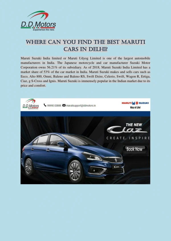 Where Can You Find the Best Maruti Cars in Delhi?