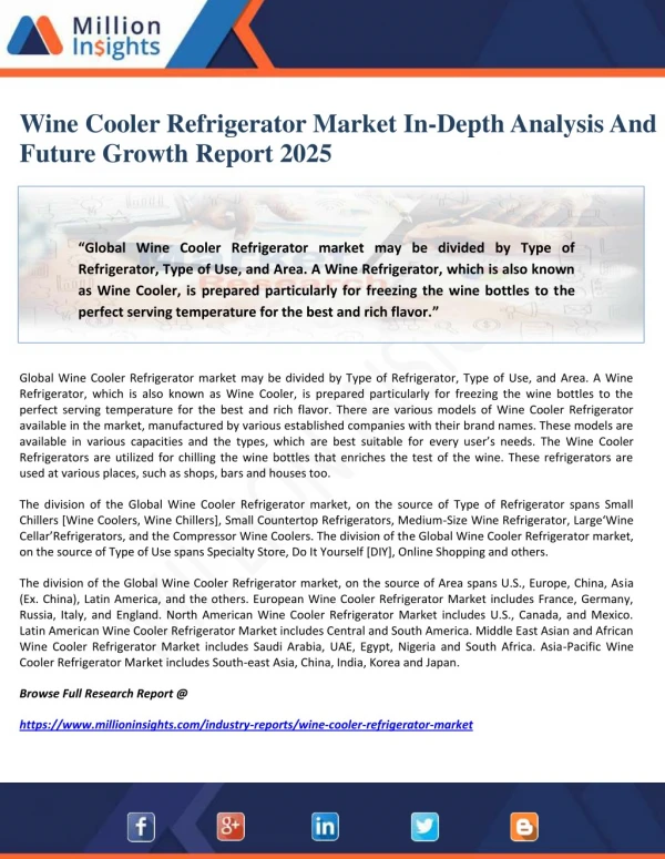 Wine Cooler Refrigerator Market In-Depth Analysis And Future Growth Report 2025