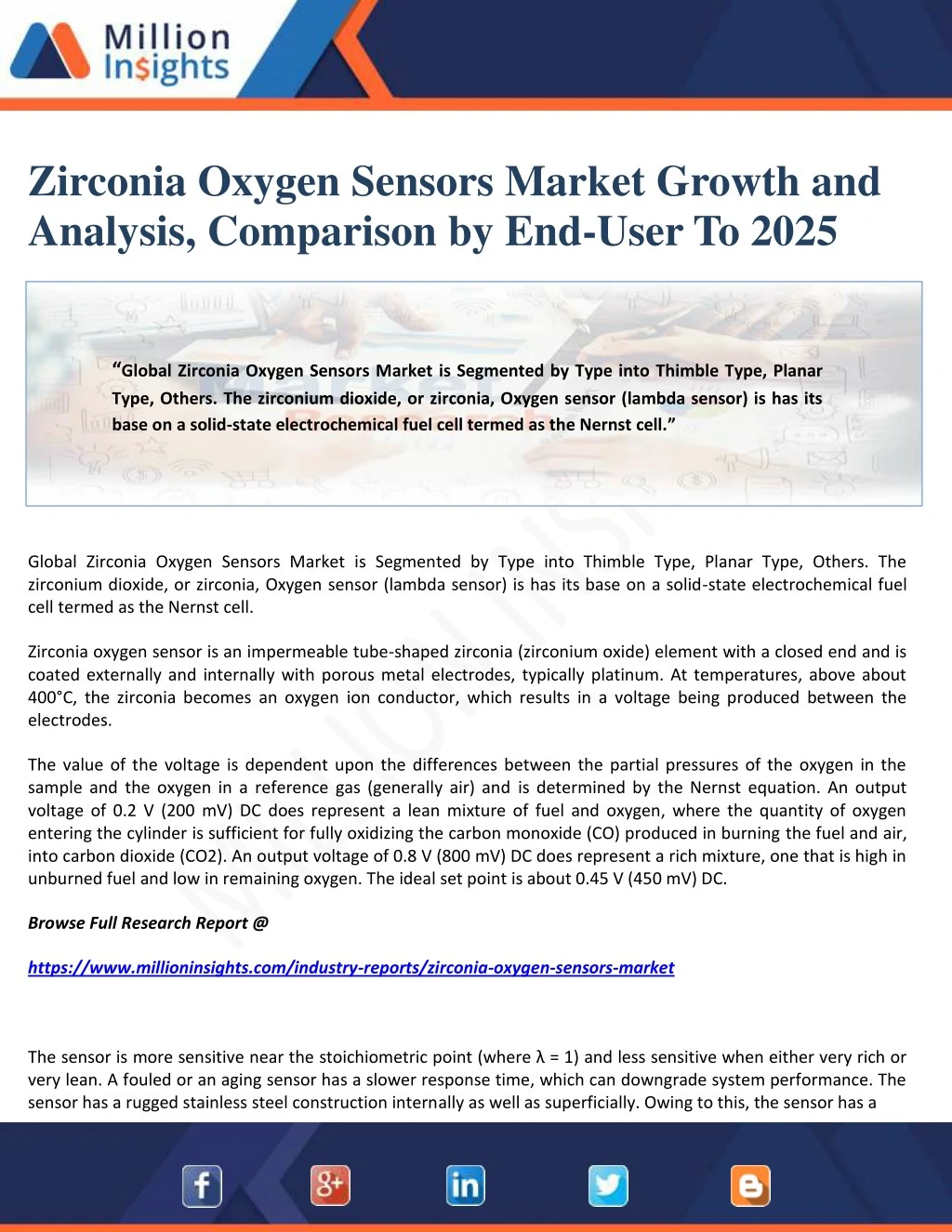 zirconia oxygen sensors market growth
