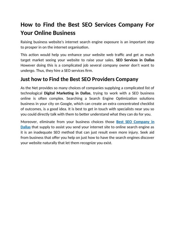 How to Find the Best SEO Services Company For Your Online Business