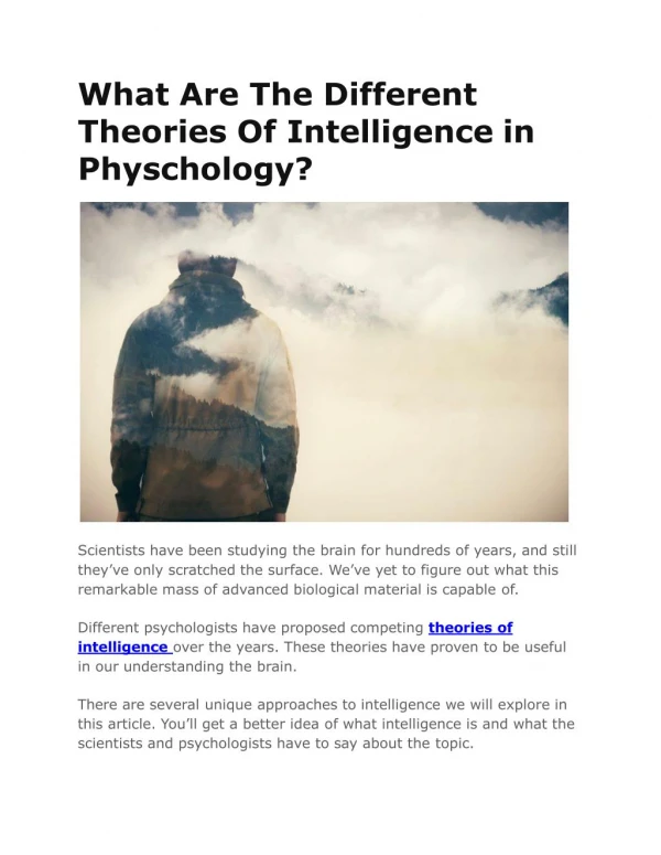 What Are The Different Theories Of Intelligence in Physchology?