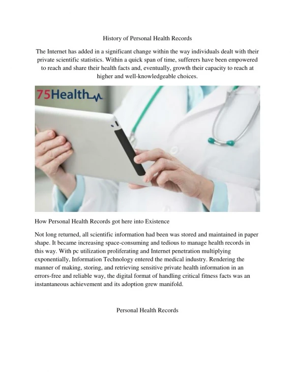 Personal Health Records Software