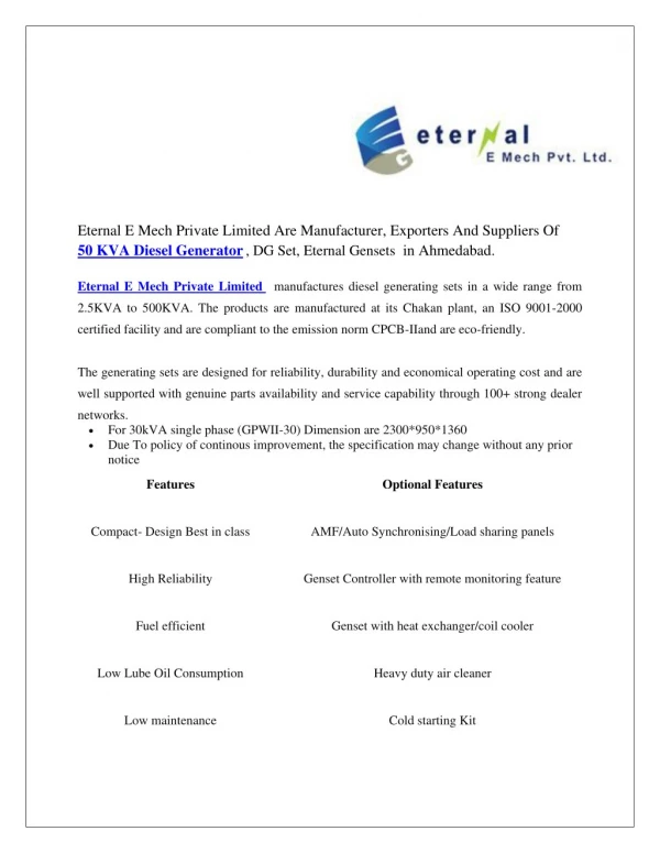 eternal e mech private limited are manufacturer