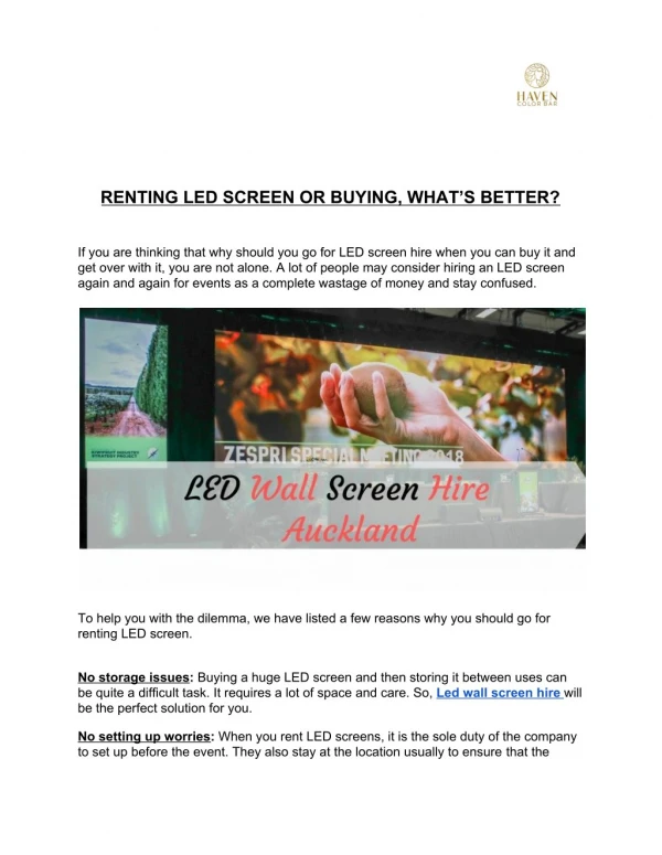 Renting LED Screen Or Buying,What's Better?