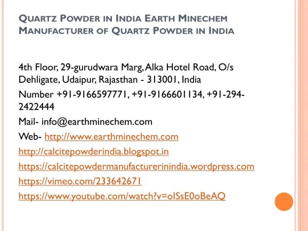 Quartz Powder in India Earth Minechem Manufacturer of Quartz Powder in India