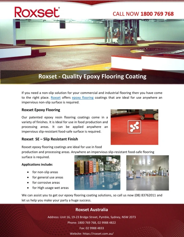 Roxset - Quality Epoxy Flooring Coating