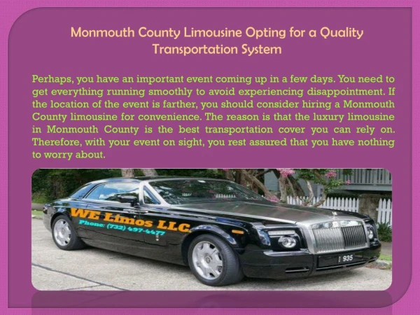 Monmouth County Limousine: Opting for a Quality Transportation System