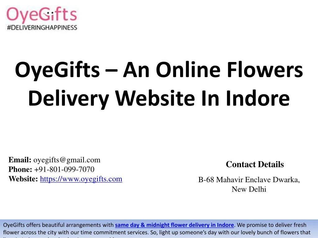 oyegifts an online flowers delivery website in indore