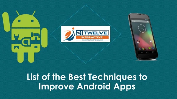 List of the best techiques to improve Android Apps