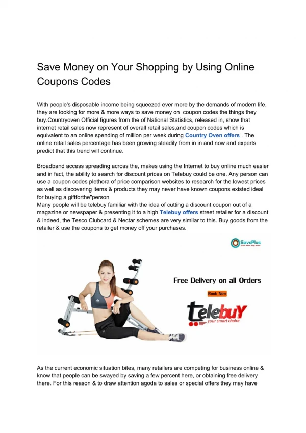 Save Money on Your Shopping by Using Online Coupons Codes