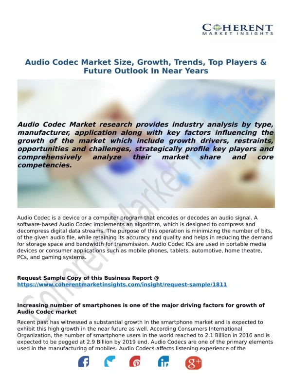 Audio Codec Market Size, Growth, Trends, Top Players & Future Outlook In Near Years