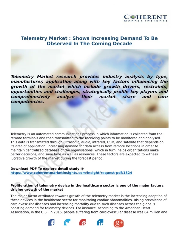 Telemetry Market : Shows Increasing Demand To Be Observed In The Coming Decade