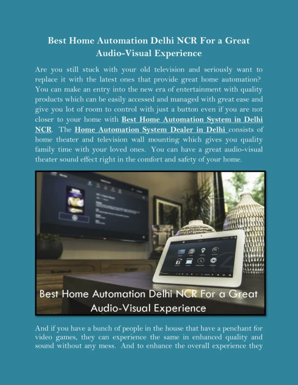 Best Home Automation Delhi NCR For a Great Audio-Visual Experience