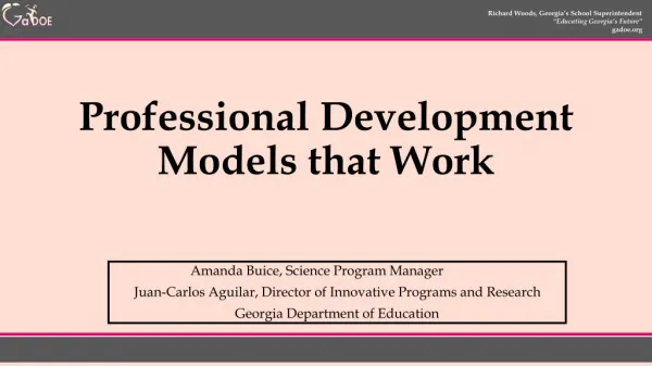 Professional Development Models that Work