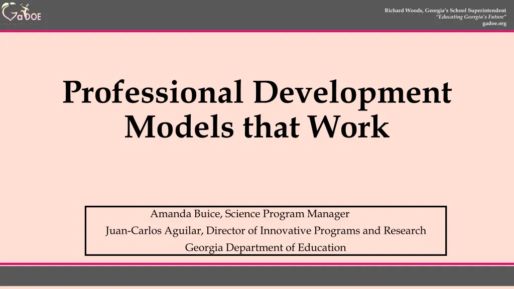 professional development models that work