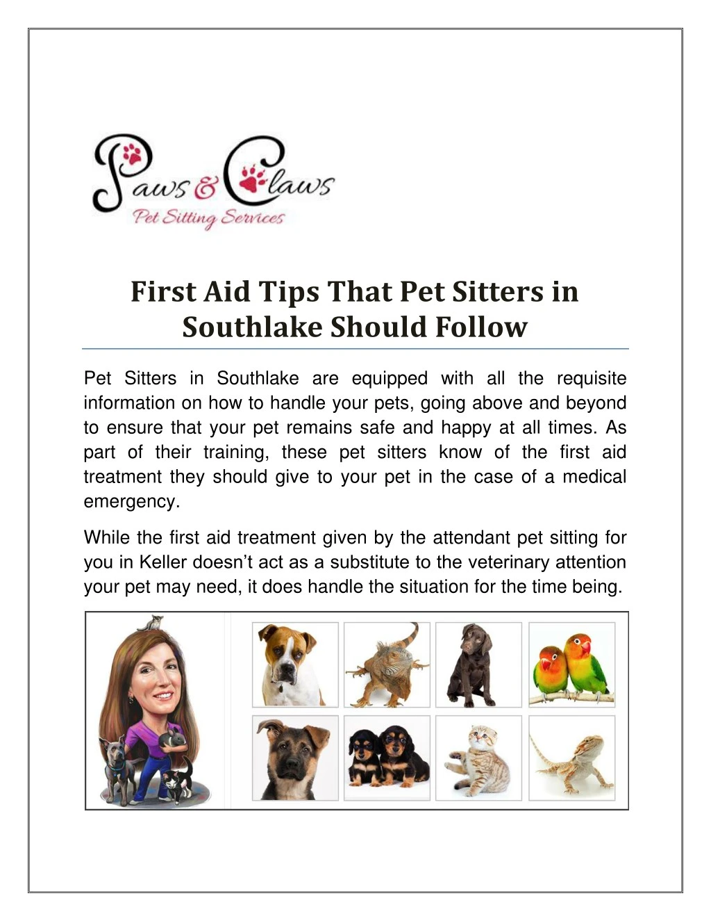 first aid tips that pet sitters in southlake