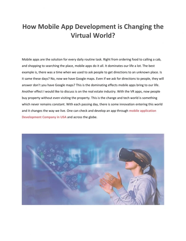 How mobile app development is changing the virtual world