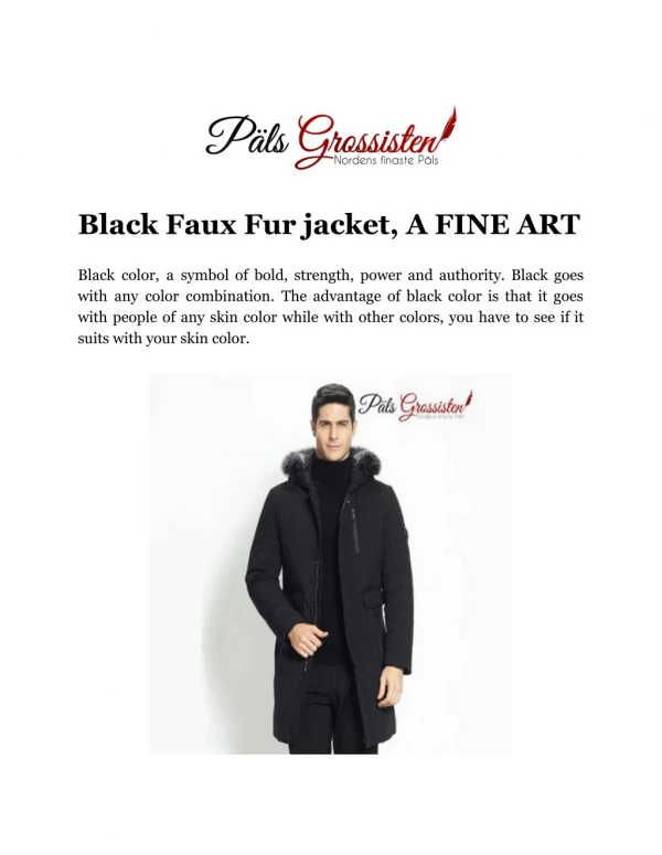 Black Faux Fur Jackey, A Fine Art