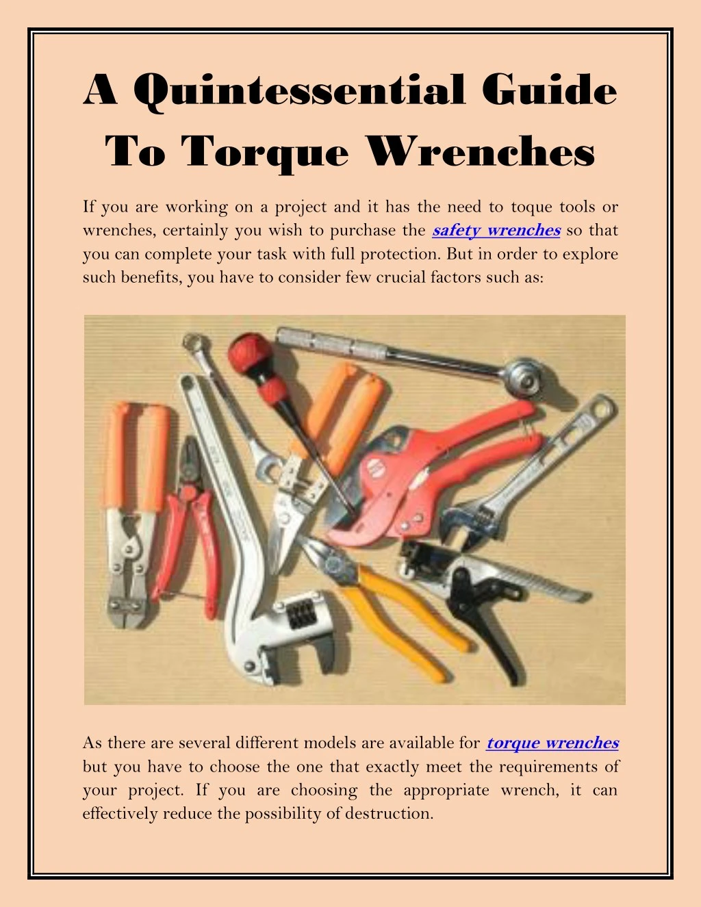 a quintessential guide to torque wrenches
