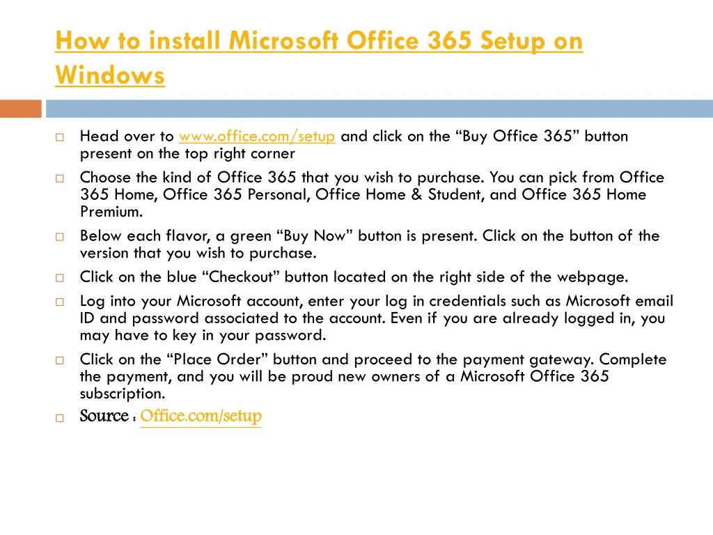 how to install microsoft office 365 setup on windows