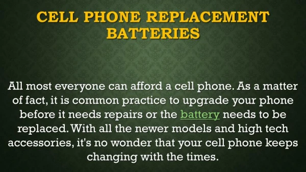 Cell Phone Replacement Batteries