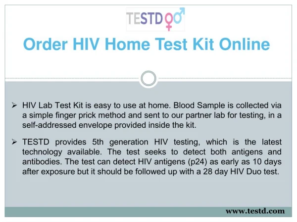 Order HIV Home Test Kit Online
