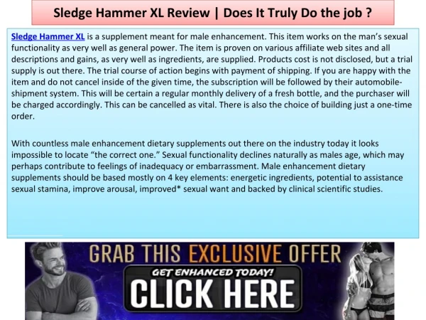 Sledge Hammer XL - Through This Sexual Confidence Also Rises In Men