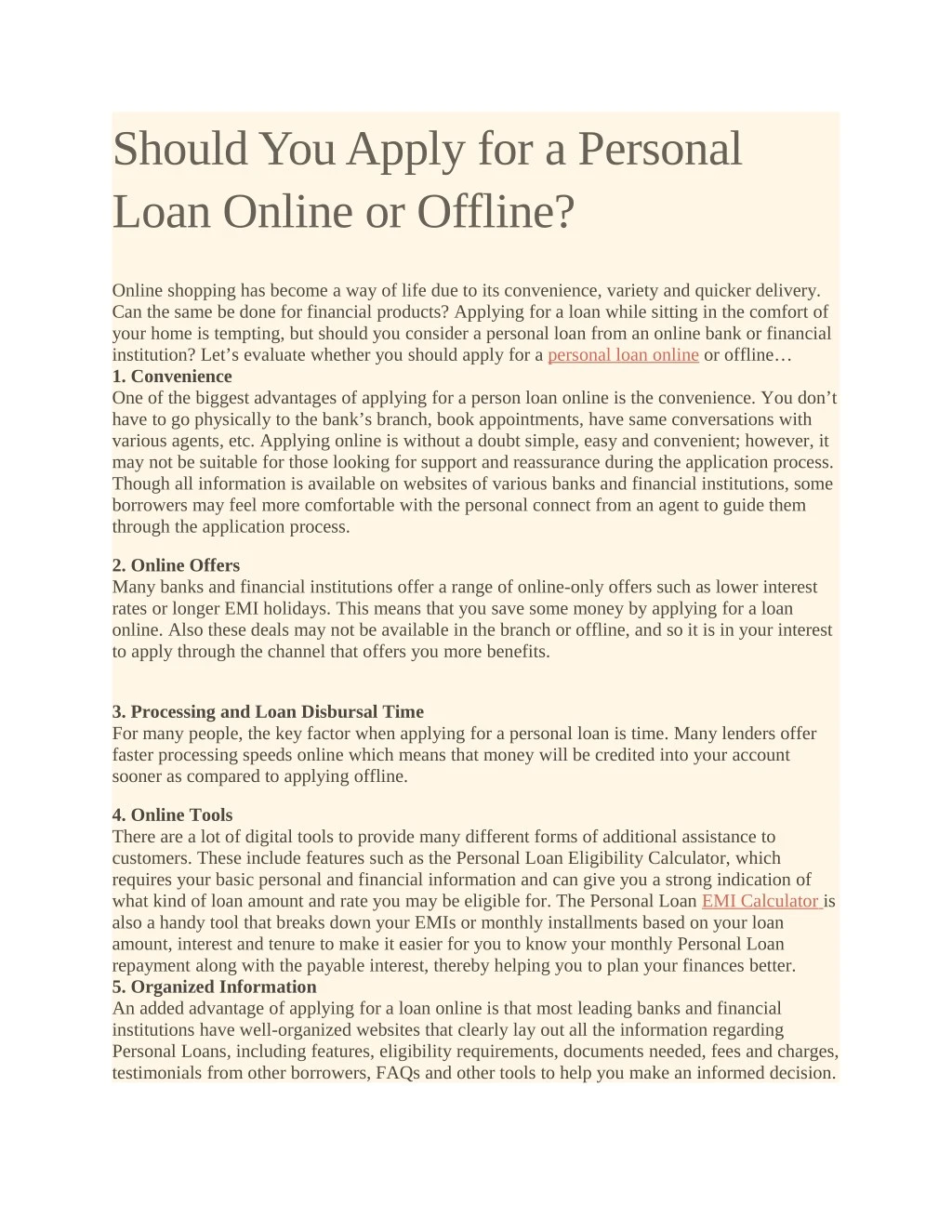 should you apply for a personal loan online