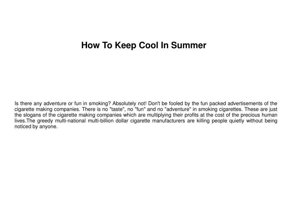 how to keep cool in summer