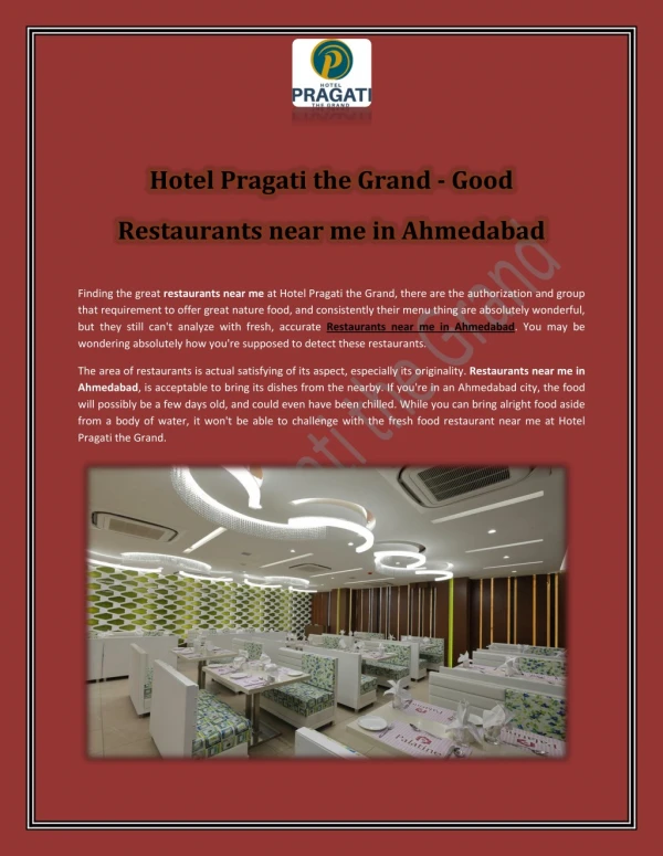 Hotel Pragati the Grand - Good Restaurants near me in Ahmedabad