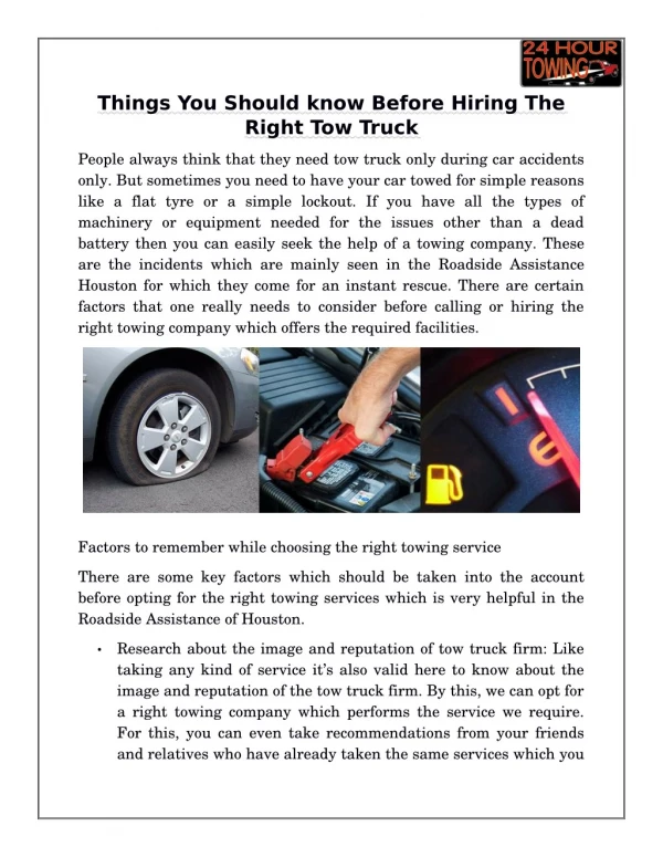 Things You Should know Before Hiring The Right Tow Truck