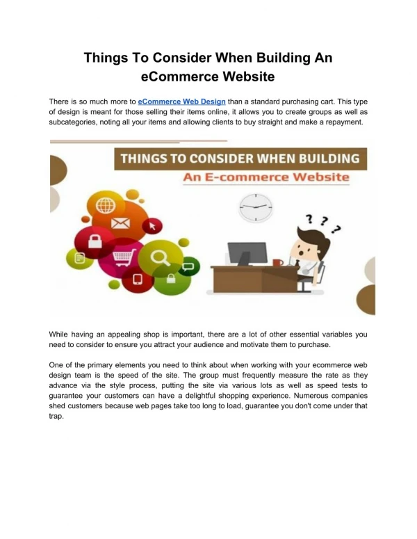 Things To Consider When Building An eCommerce Website