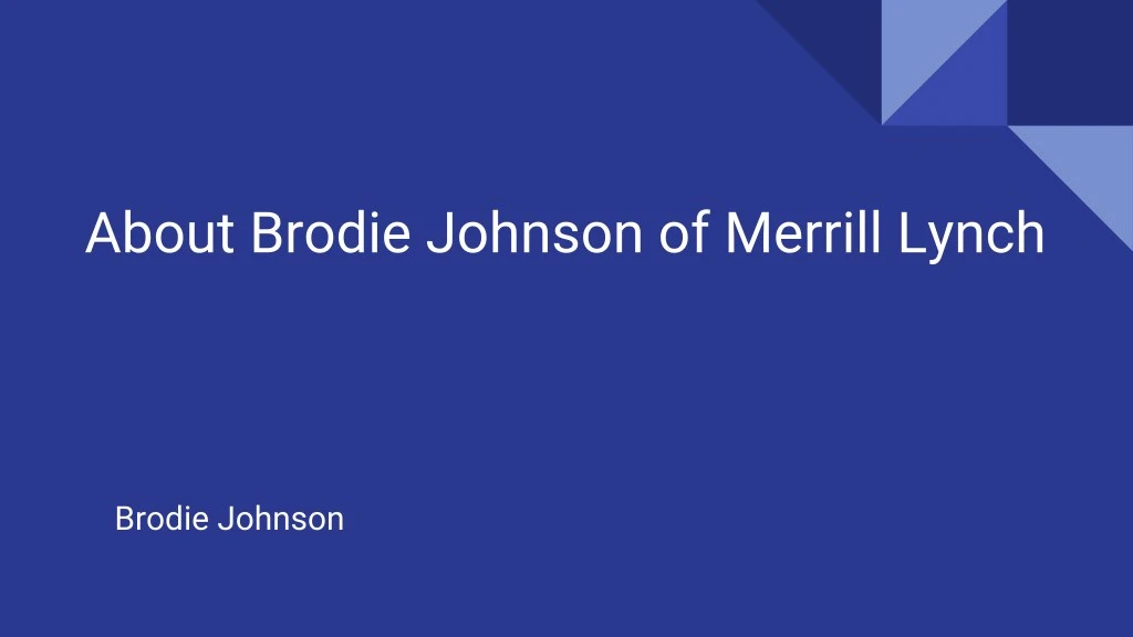 about brodie johnson of merrill lynch