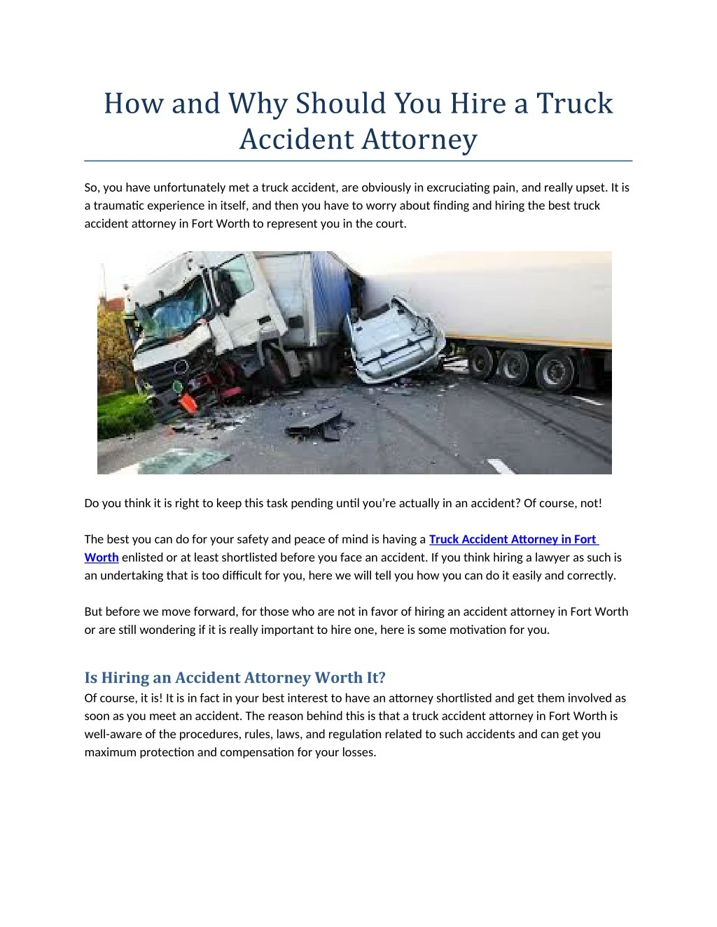 how and why should you hire a truck accident