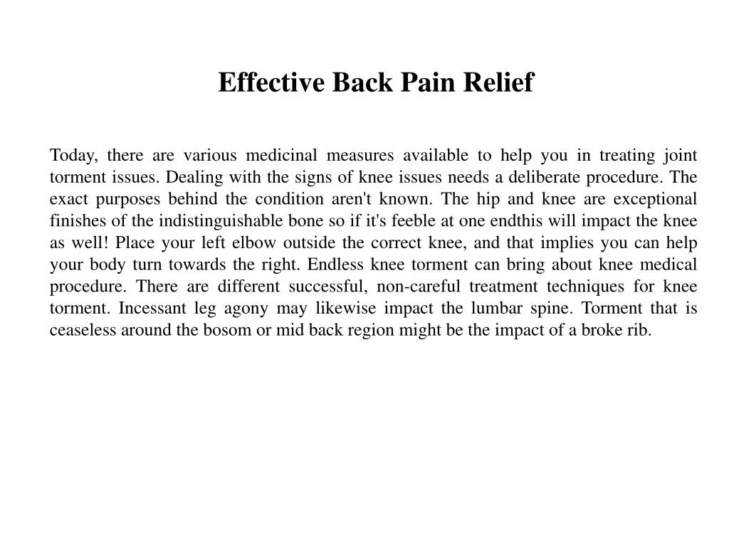 effective back pain relief