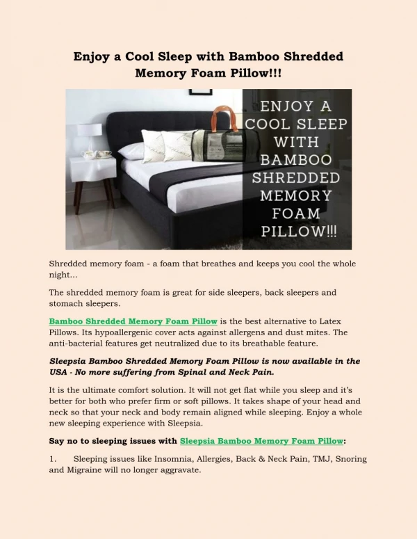 Enjoy a Cool Sleep with Bamboo Shredded Memory Foam Pillow!!!