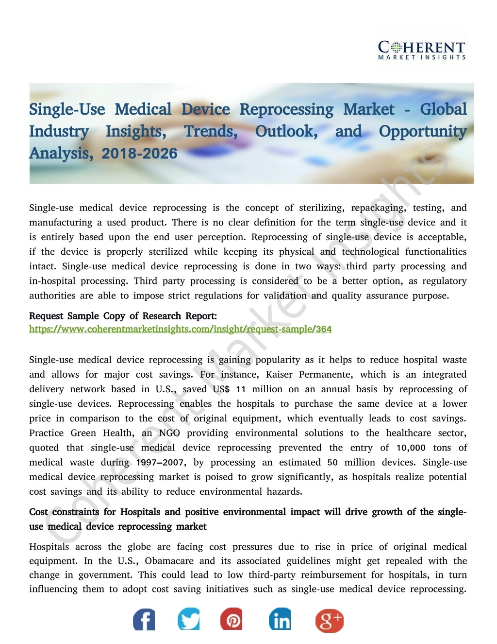 single use medical device reprocessing market