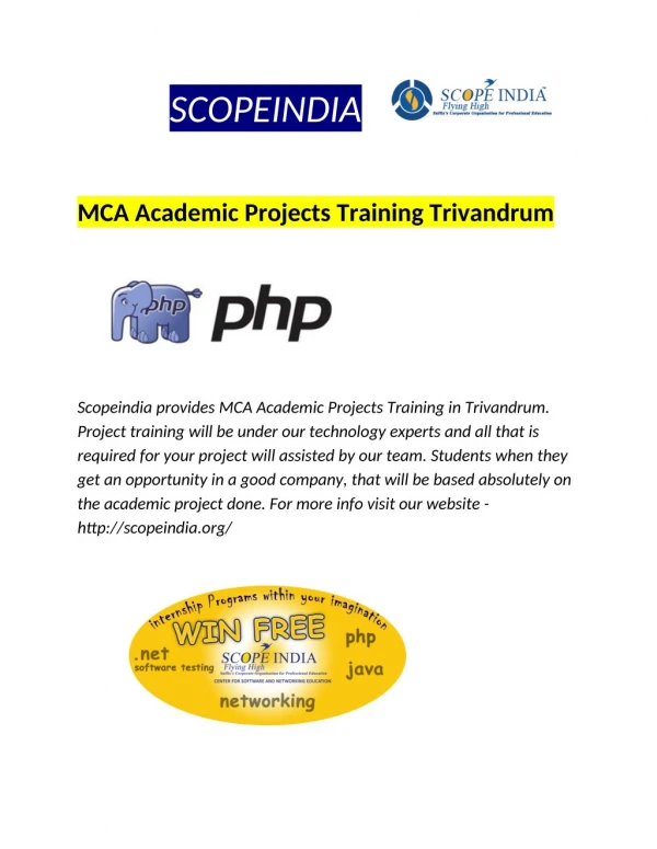 MCA Academic Projects Training Trivandrum