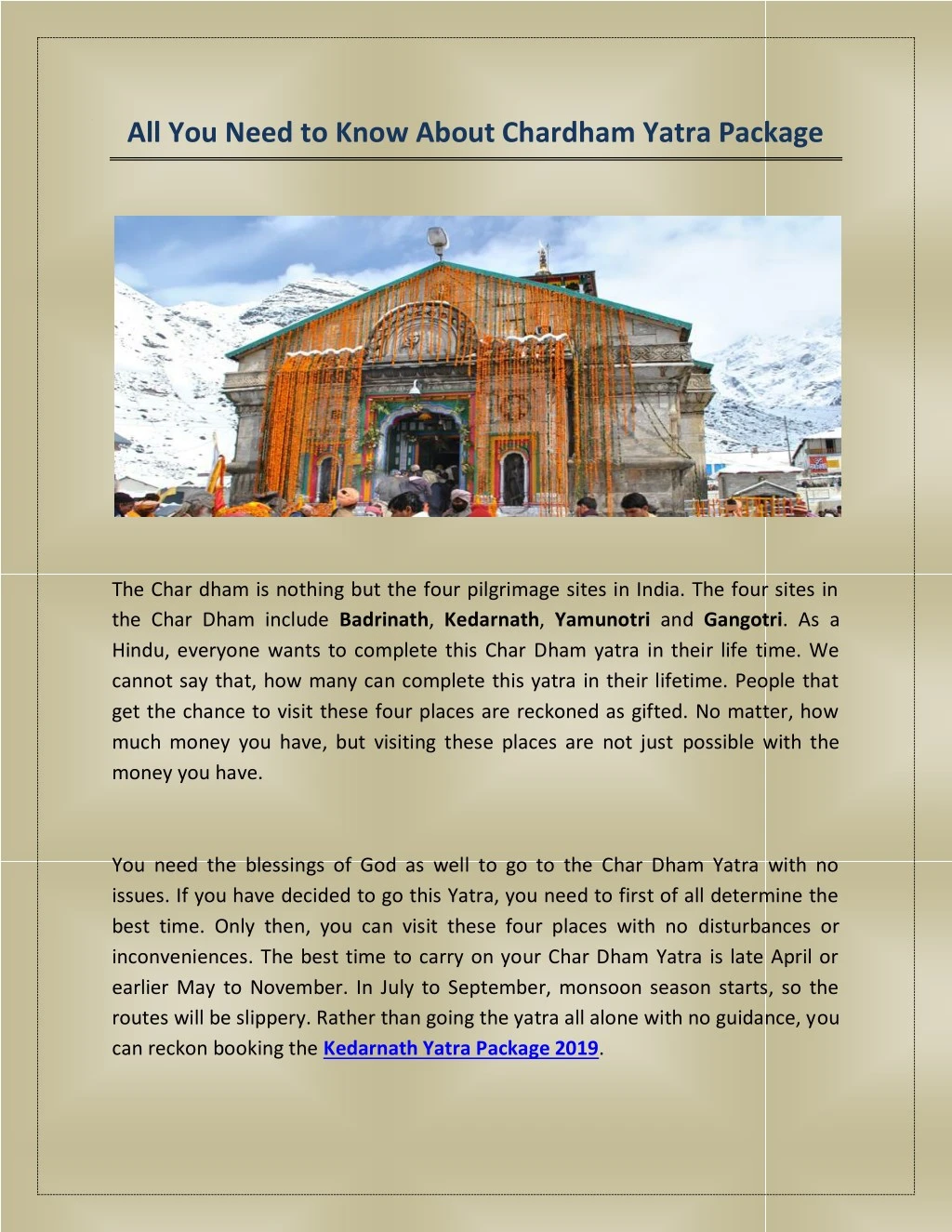 all you need to know about chardham yatra package