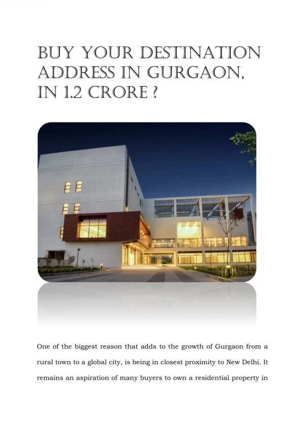 YOUR DESTINATION ADDRESS IN GURGAON