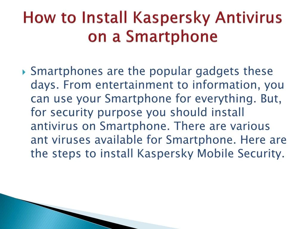 how to install kaspersky antivirus on a smartphone