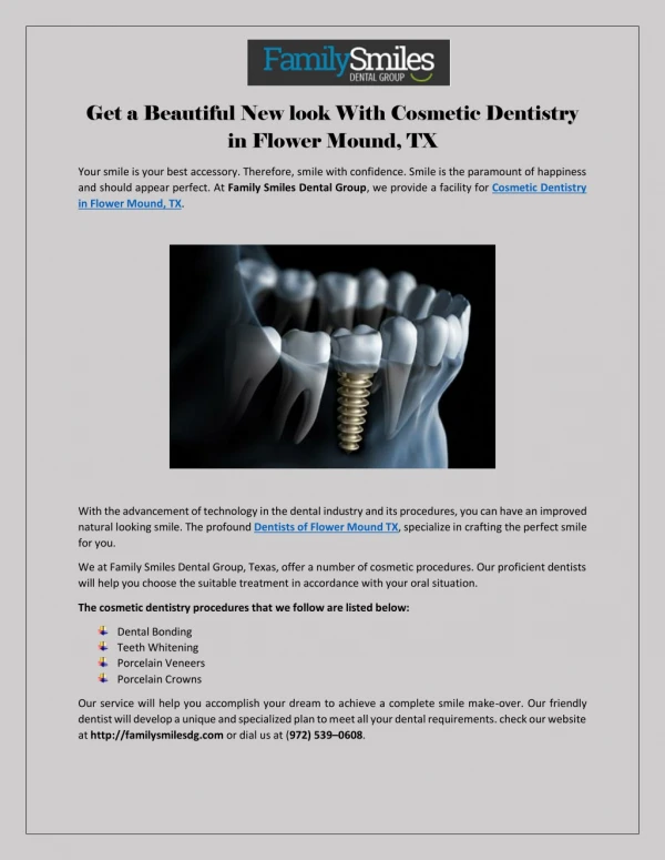Get a Beautiful New look With Cosmetic Dentistry in Flower Mound, TX